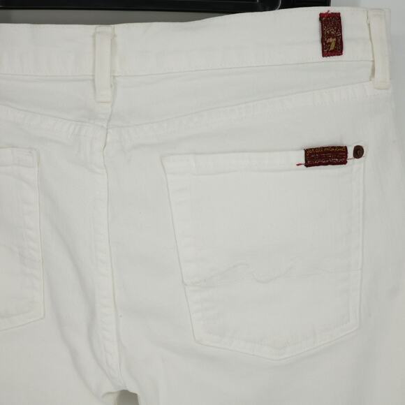 7 for all Mankind Jeans Womens 32 Waist White Stretch Denim Boot Cut 5 Pocket - Picture 9 of 16